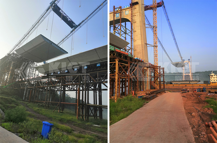 Steel box girder lifting site