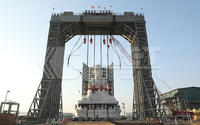 2400 T Shakyamuni Buddha Statue Hoisting Completed Using 400 T Strand Jacks