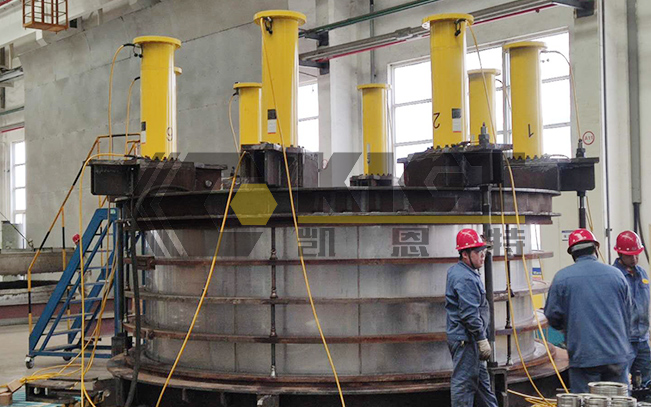 Double acting high tonnage hydraulic jack, used for pressing of large diameter bellows!