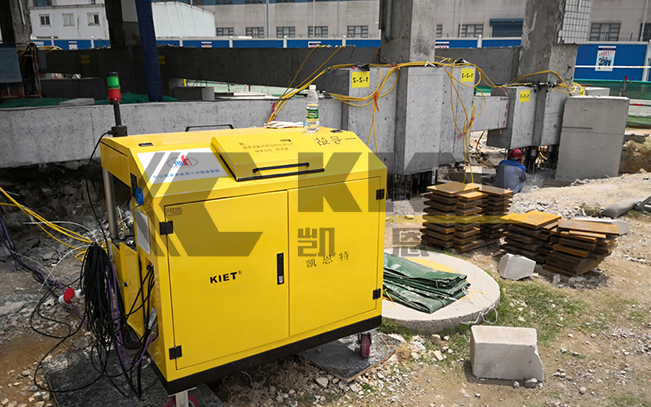 Frequency conversion speed regulation synchronous lifting hydraulic control system is used in the foundation correction and reinforcement project of nuclear power office building