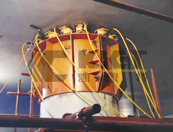 Synchronous lifting of basin pillars to replace rubber bearings