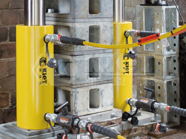 Double-Acting Hydraulic Cylinders for Synchronous Lifting and Leveling of Buildings