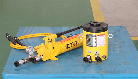 100T Double acting lock nut hydraulic cylinder with a manual pump