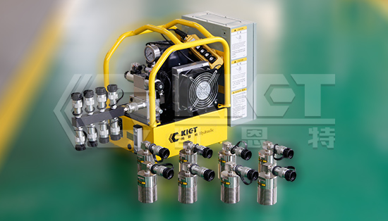 One drive eight configuration scheme of 12T single acting hydraulic cylinder