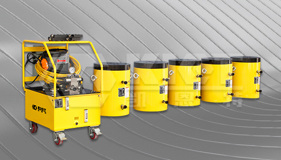 One drive five configuration scheme of double acting high tonnage hydraulic cylinder